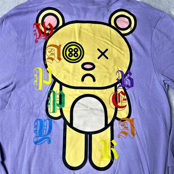 NWT Chemistry Happy Bear Pullover Hoodie Purple Men’s S - Picture 6 of 8